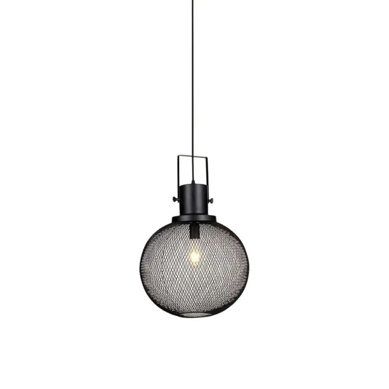 Pendant Light Black Metal Globe D:300mm