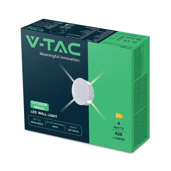 V-TAC Applique LED da Esterno 4W Quadrata | Energy Clever