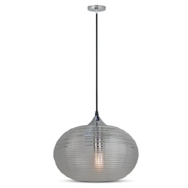 Pendant Light Diamond Cut Black Glass Transparent D:350mm