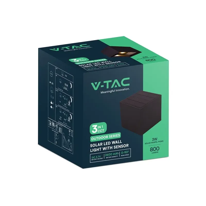 V-TAC Applique LED Solare da Esterno 9W con Sensore | Energy Clever