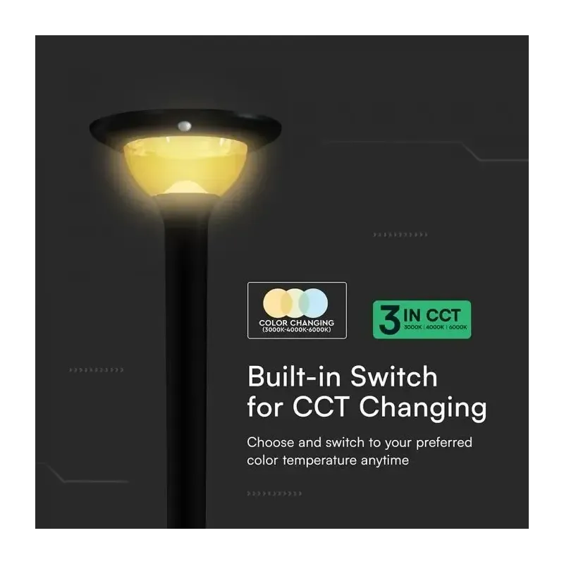 V-TAC Lampada LED Solare da Giardino 15W per Paletto | Energy Clever