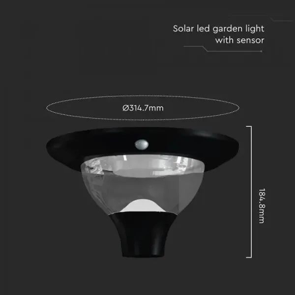 V-TAC Lampada LED Solare da Giardino 15W per Paletto | Energy Clever