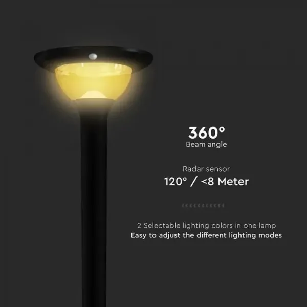 V-TAC Lampada LED Solare da Giardino 15W per Paletto | Energy Clever