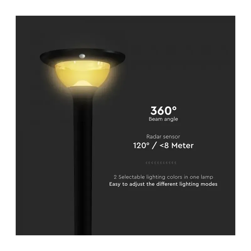 V-TAC Lampada LED Solare da Giardino 15W per Paletto | Energy Clever