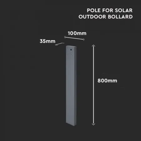 V-TAC Paletto da 80cm per Lampada LED Solare Grigio | Energy Clever 2