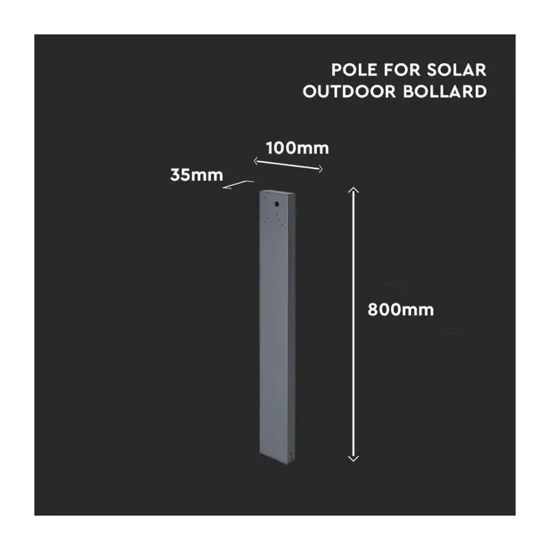 V-TAC Paletto da 80cm per Lampada LED Solare Grigio | Energy Clever