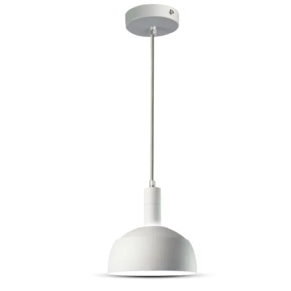 Plastic Pendant Lamp Holder E14 with Slide Aluminum Shade White