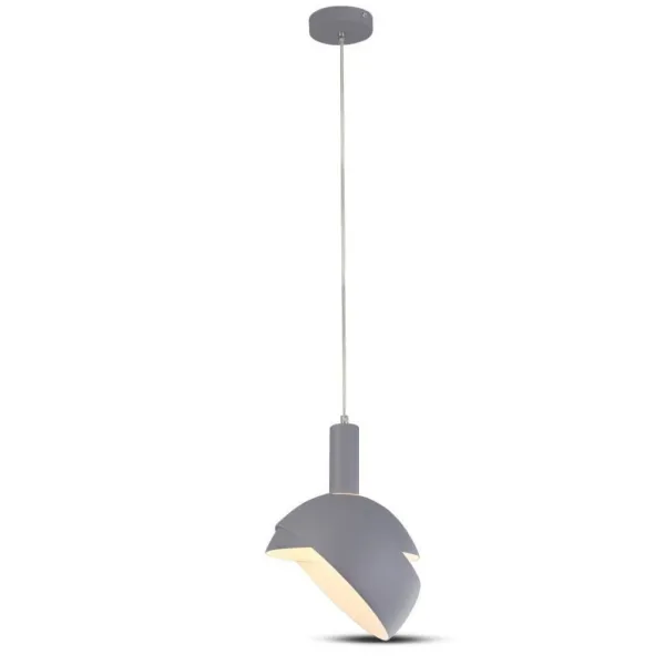 Plastic Pendant Lamp Holder E27 with Slide Aluminum Shade Grey
