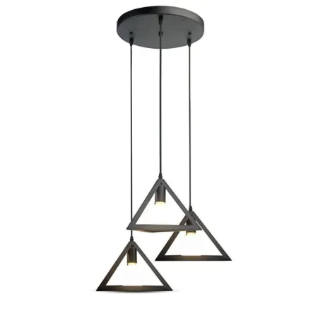 Trio Geometric Black Pendant Light E27 with Black Canopy