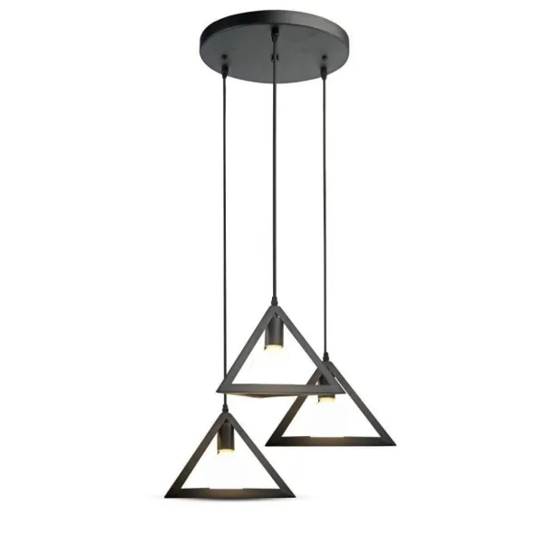 Trio Geometric Black Pendant Light E27 with Black Canopy