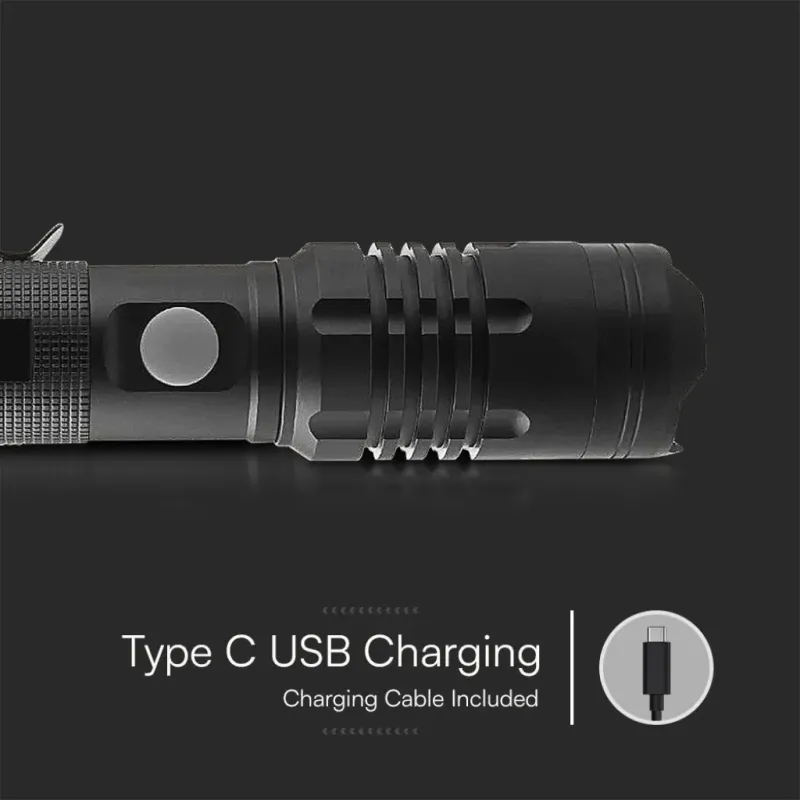 Torcia LED 10W con Batteria Ricaricabile USB | Energy Clever