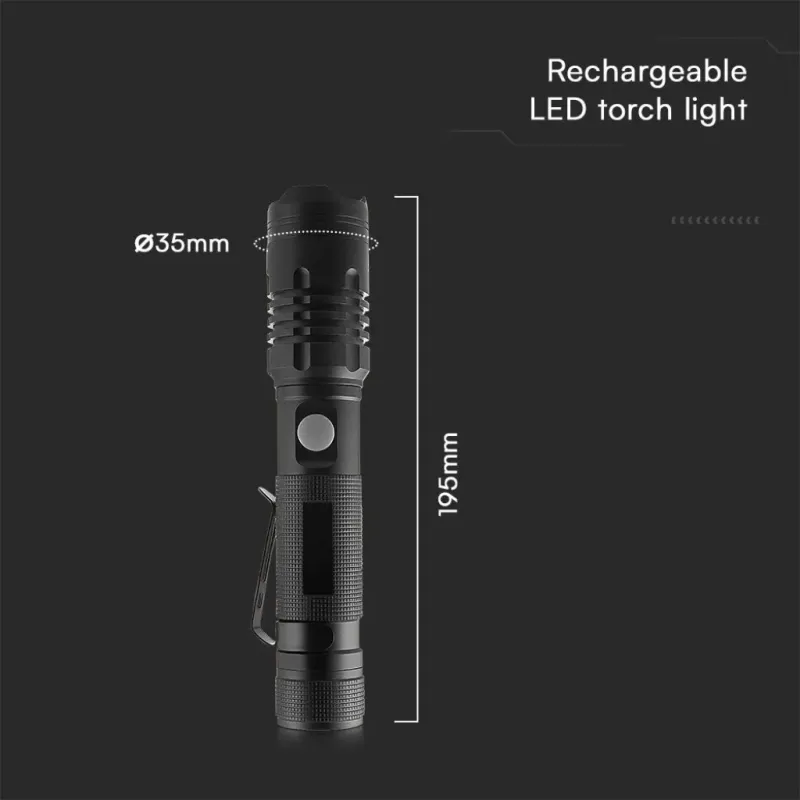 Torcia LED 10W con Batteria Ricaricabile USB | Energy Clever