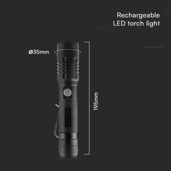 Torcia LED 10W con Batteria Ricaricabile USB | Energy Clever