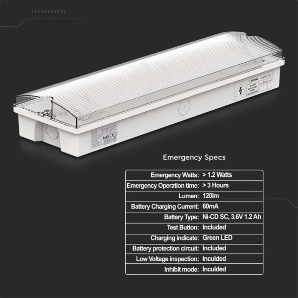 V-TAC Lampada LED di emergenza Installazione a Parete | Energy Clever