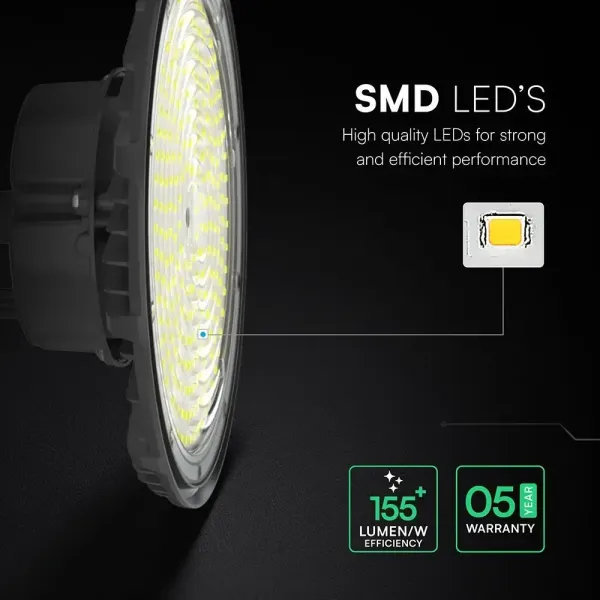 Campana Industriale LED 100W 160LM/W UFO Nera | Energy Clever