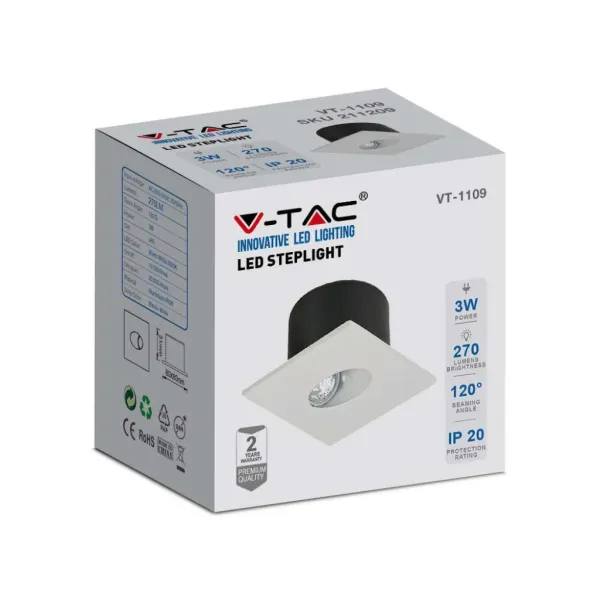 V-TAC Faretto LED Segnapasso Quadrato a Incasso | Energy Clever