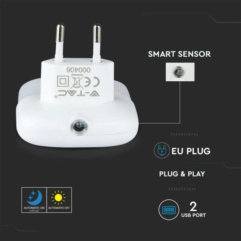 V-TAC PRO Faretto LED Chip Samsung Segnapasso Notturno Quadrato 0,45W | Energy Clever