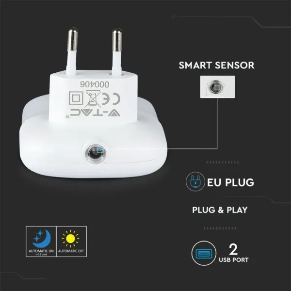 V-TAC PRO Faretto LED Chip Samsung Segnapasso Notturno Quadrato 0,45W | Energy Clever