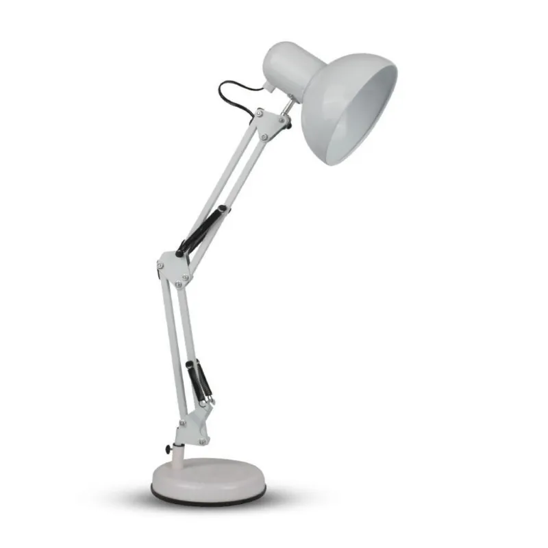 Designer Table Lamp with Adjustable Metal Bracket + Switch & E27 Holder White