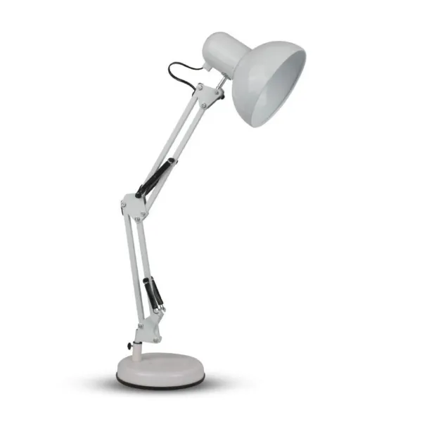 Designer Table Lamp with Adjustable Metal Bracket + Switch & E27 Holder White