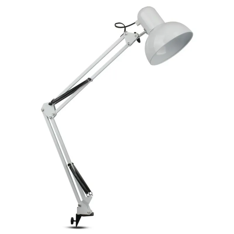 Designer Table Lamp with Adjustable Metal Bracket + Switch & E27 Holder Hookup White
