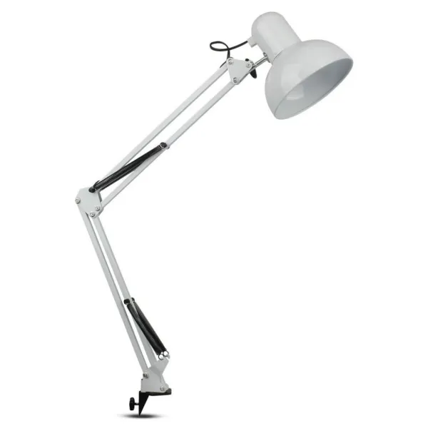 Designer Table Lamp with Adjustable Metal Bracket + Switch & E27 Holder Hookup White