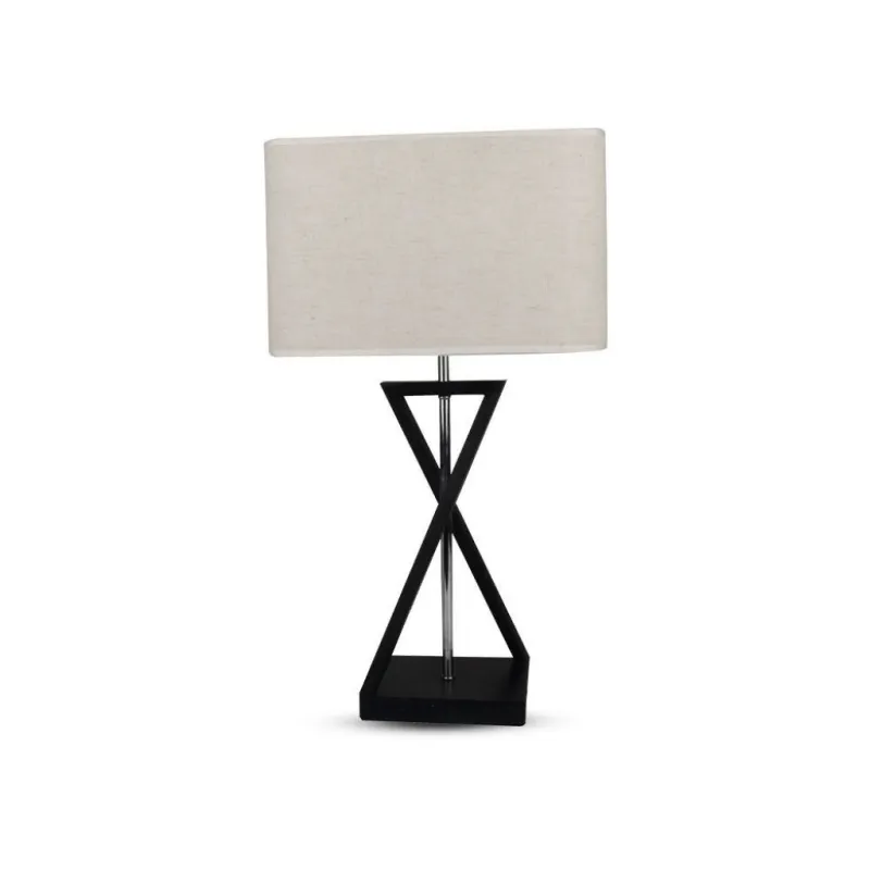 Designer Table Lamp E27 with Ivory Lamp Shade Black Base + Switch Square