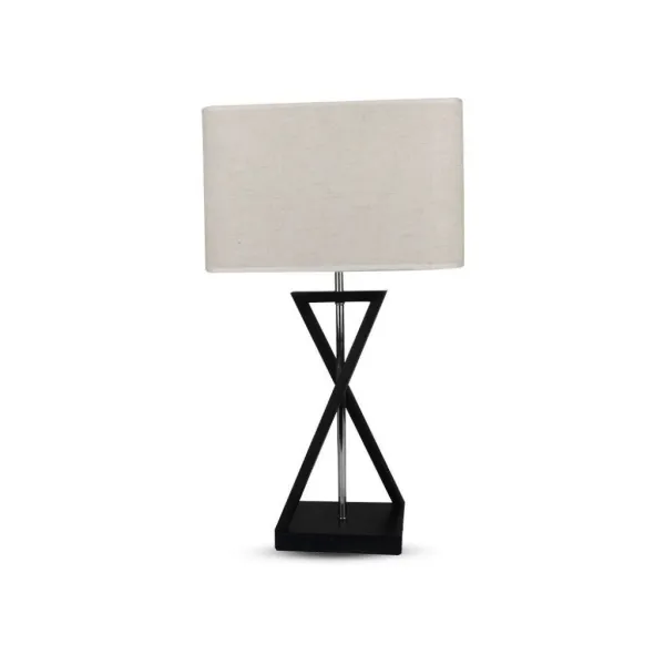 Designer Table Lamp E27 with Ivory Lamp Shade Black Base + Switch Square