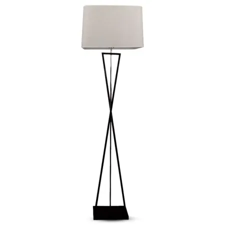Designer Floor Lamp with Ivory Lampshade Black Square Black Metal Canopy + Switch