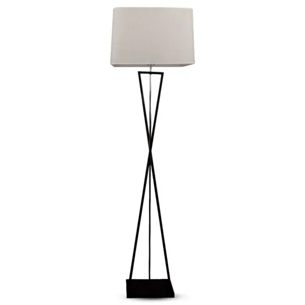 Designer Floor Lamp with Ivory Lampshade Black Square Black Metal Canopy + Switch