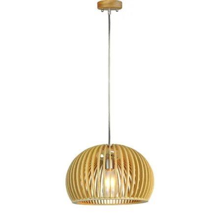 Wooden Pendant Light with Chrome Decorative Cap + Canopy + Lampshade Big Roundd330*H220mm