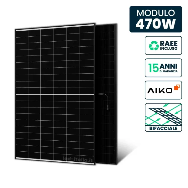 AIKO 470W TIER-1 N-Type ABC Bifacciale Full Black | Energy Clever