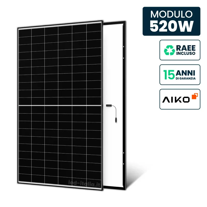 Pannello Solare AIKO 520W TIER-1 N-Type ABC Black Frame 1954x1134x30mm