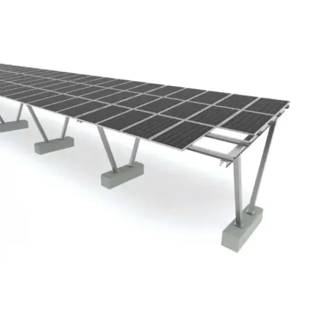 Struttura Carport Fotovoltaico Modulare a Doppia Colonna con Zavorre in Cemento
