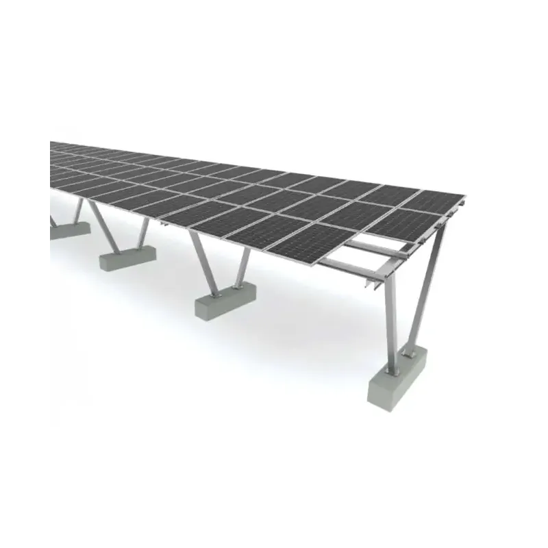 Struttura Carport Fotovoltaico Modulare a Doppia Colonna con Zavorre in Cemento