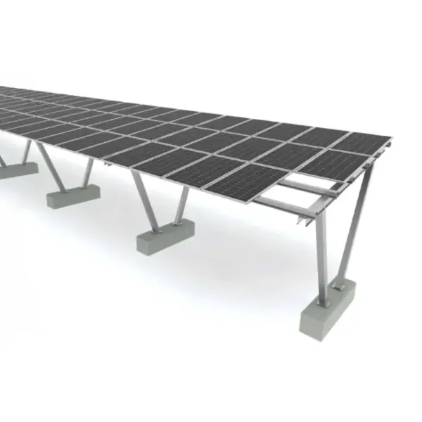 Struttura Carport Fotovoltaico Modulare a Doppia Colonna con Zavorre in Cemento
