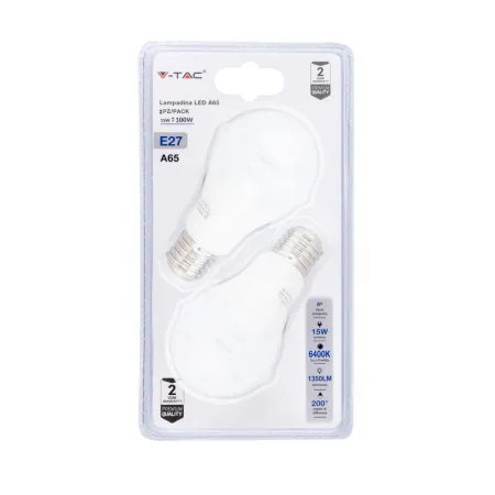 LED Bulb - 15W E27 A65 Thermoplastic 6400K (Blister 2 Pezzi)