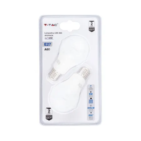 LED Bulb - 9W E27 A60 Changing Color 3000K/4000K/6400K (Blister 2 Pezzi)